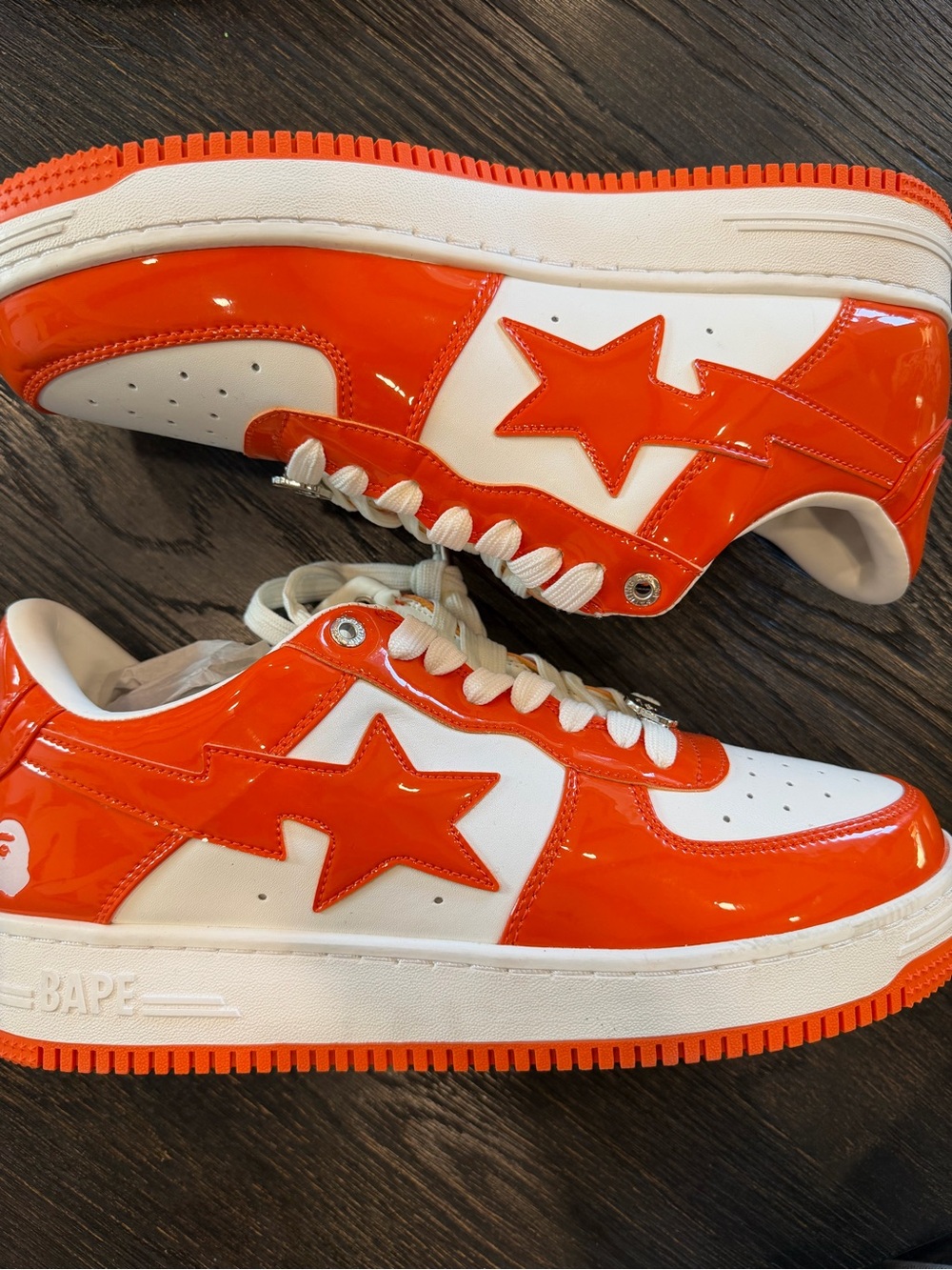 A Bathing Ape Men's BAPE STA Orange White Low Top Sneakers size 11